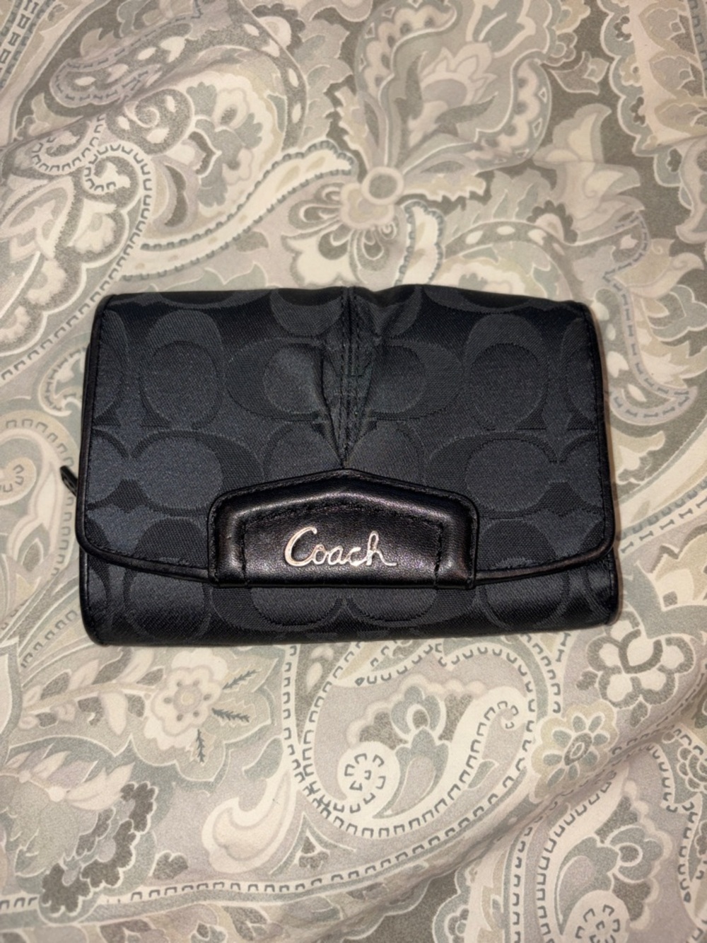 Coach Black Signature Fold Wallet